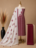 Elegant Linen Cotten Suit Set - Maroon
