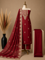 Mal Chanderi Suit Set with Kashmiri Embroidery