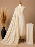 Premium Banarasi Crepe Silk Suit Set - off white