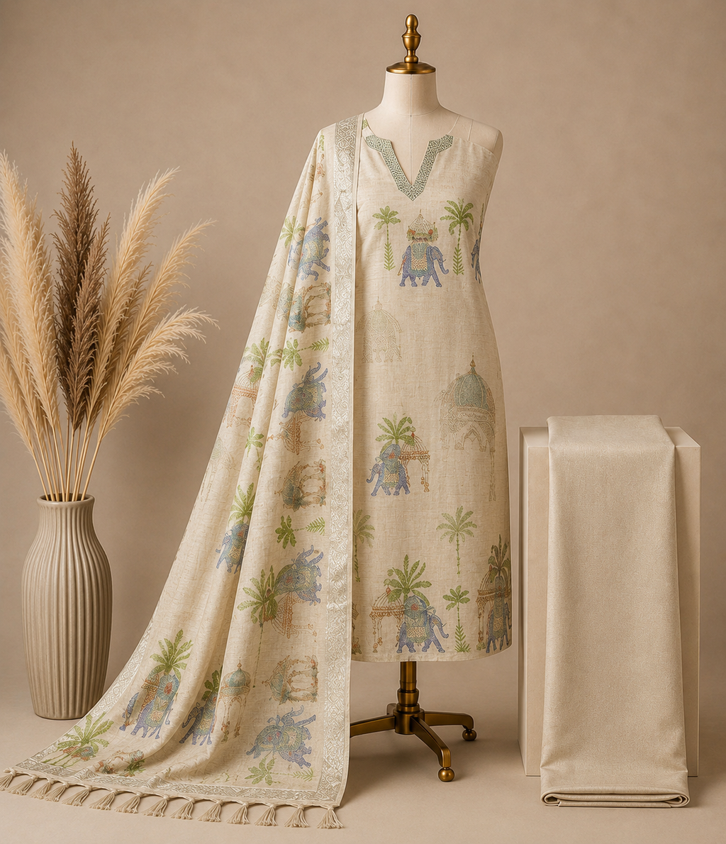 Premium Linen Printed Suit Set