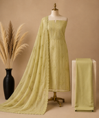 Mal Chanderi Suit Set with Moti Embroidery