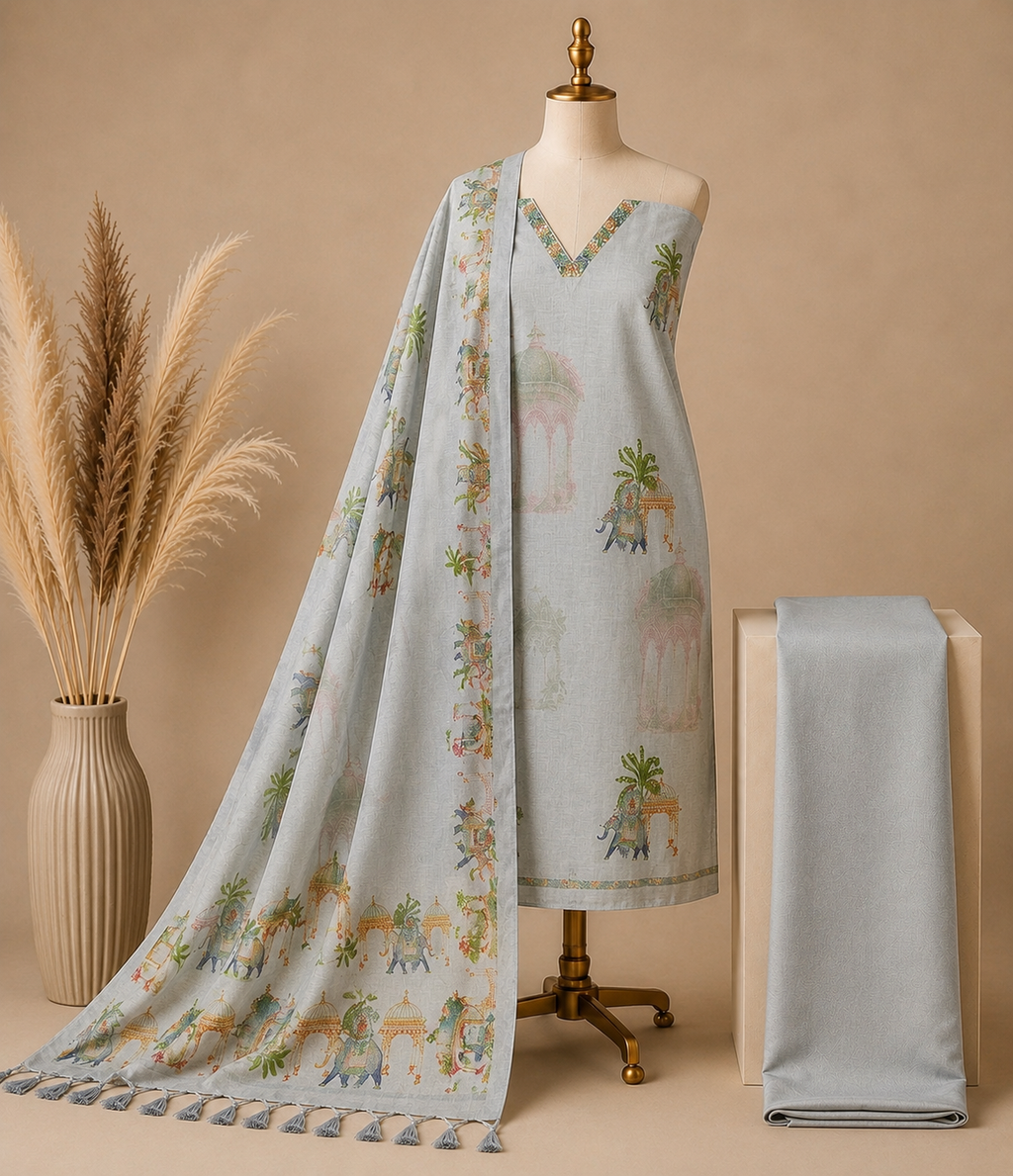 Premium Linen Printed Suit Set
