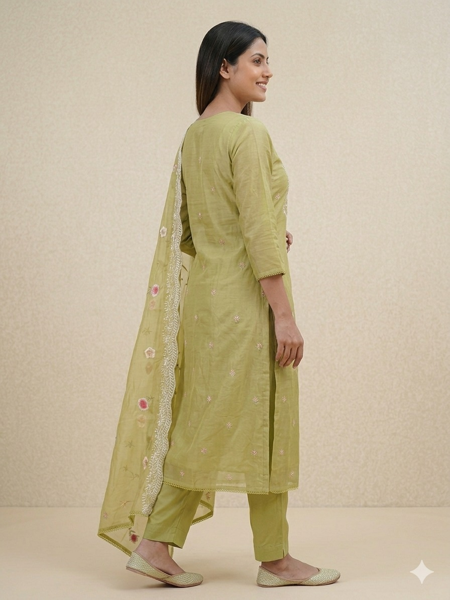 Premium Mal Chanderi Kashmiri Embroidered Suit Set