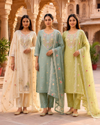 Premium Mal Chanderi Kashmiri Embroidered Suit Set