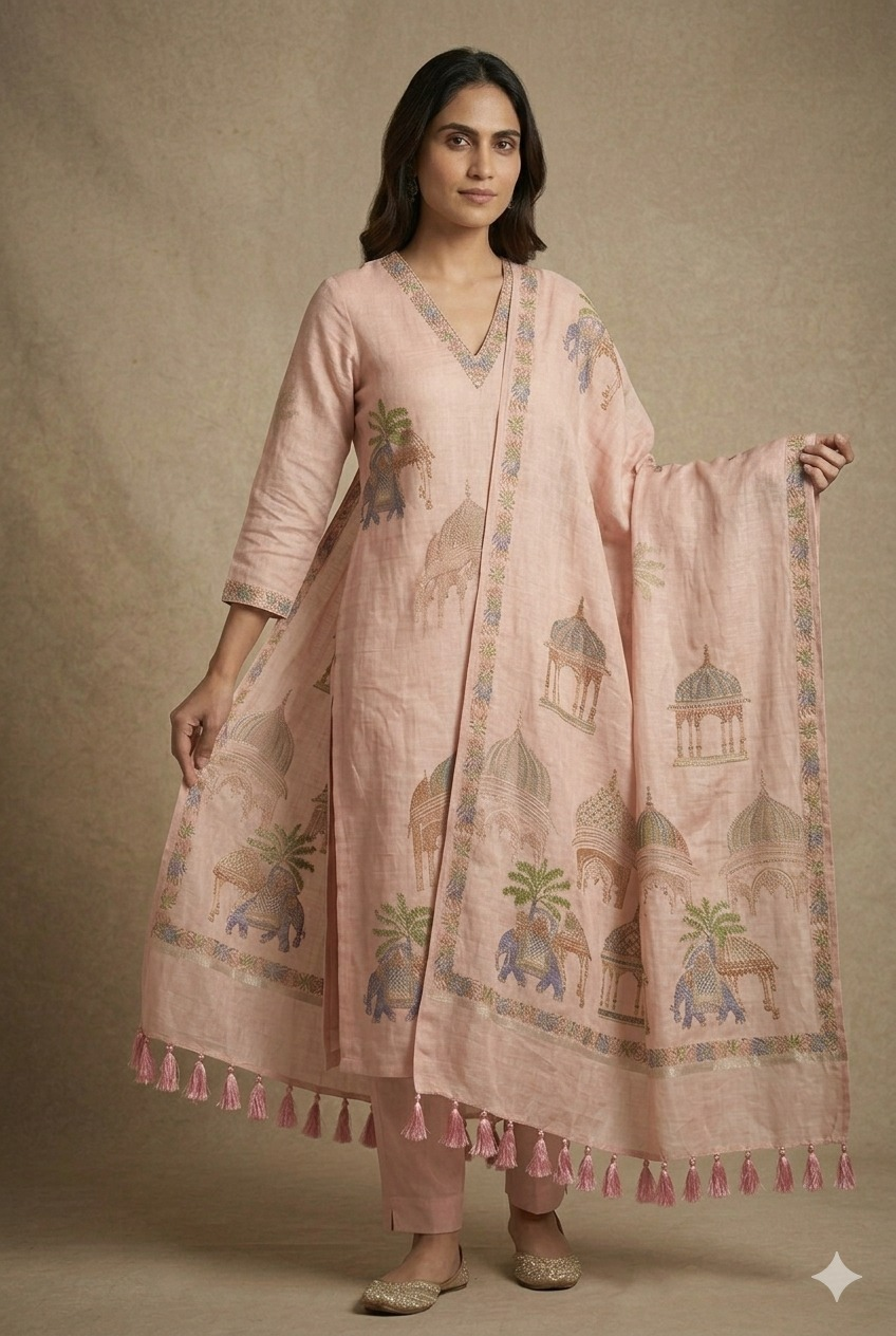 Premium Linen Printed Suit Set