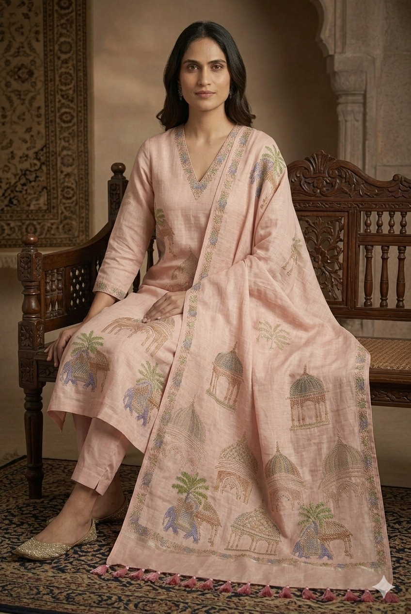 Premium Linen Printed Suit Set