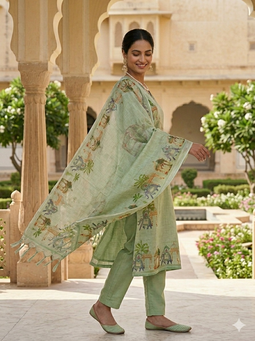 Premium Linen Printed Suit Set