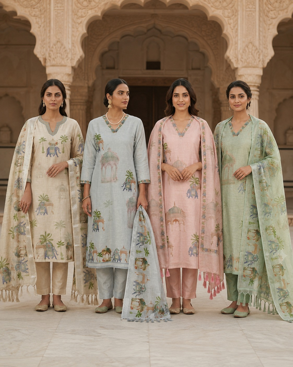 Premium Linen Printed Suit Set