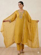 Premium Mal Chanderi Kashmiri Embroidered Suit Set