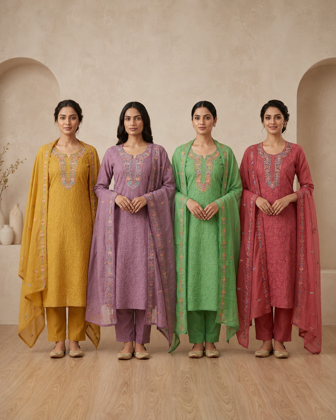 Premium Mal Chanderi Kashmiri Embroidered Suit Set