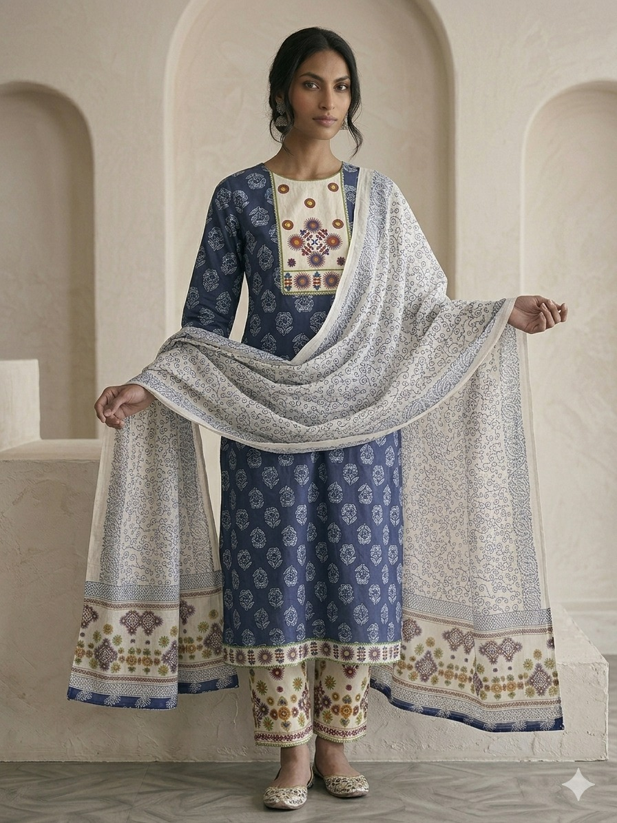 Cotton Hand Block Printed Suit Set