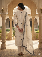 Chanderi Silk Suit Set with Thread Embroidery