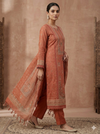Charcoal Linen Cotton Suit Set with Stone Work
