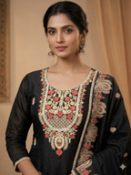 Mal Chanderi Suit Set with Kashmiri Embroidery