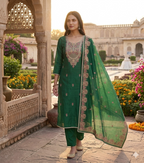 Mal Chanderi Suit Set with Kashmiri Embroidery