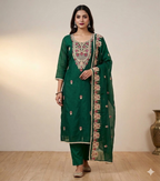 Mal Chanderi Suit Set with Kashmiri Embroidery