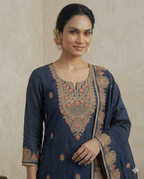 Mal Chanderi Suit Set with Kashmiri Embroidery
