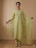 Mal Chanderi Suit Set with Moti Embroidery