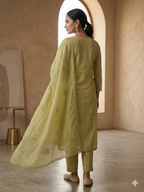 Mal Chanderi Suit Set with Moti Embroidery