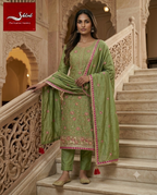 Premium Vichitra Silk Jamal Embroidered Suit Set