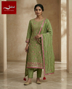 Premium Vichitra Silk Jamal Embroidered Suit Set