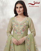 Premium Mal Chanderi Embroidered Suit Set