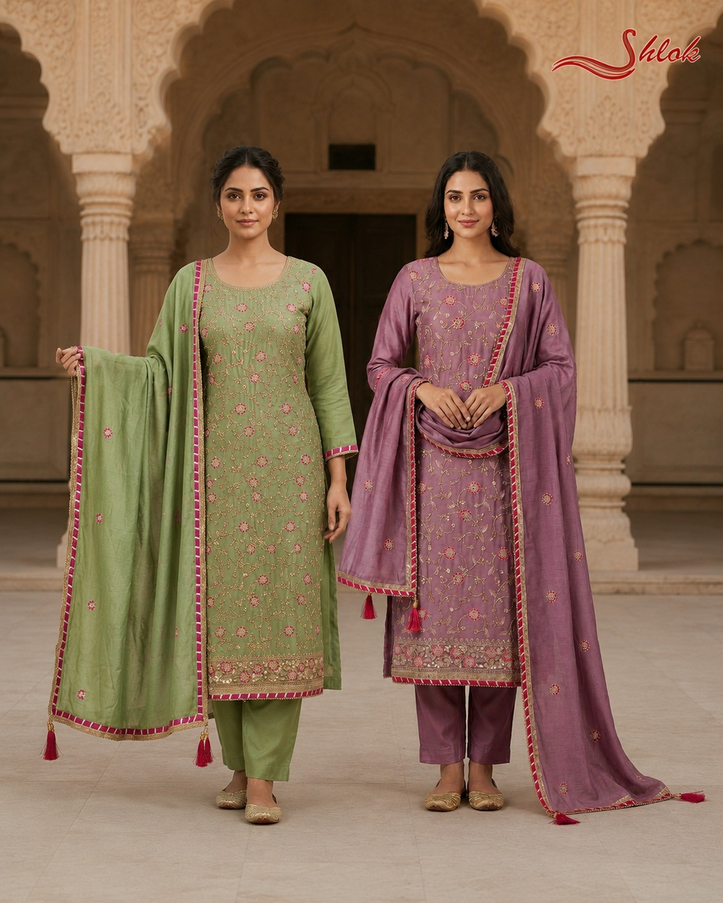 Premium Vichitra Silk Jamal Embroidered Suit Set