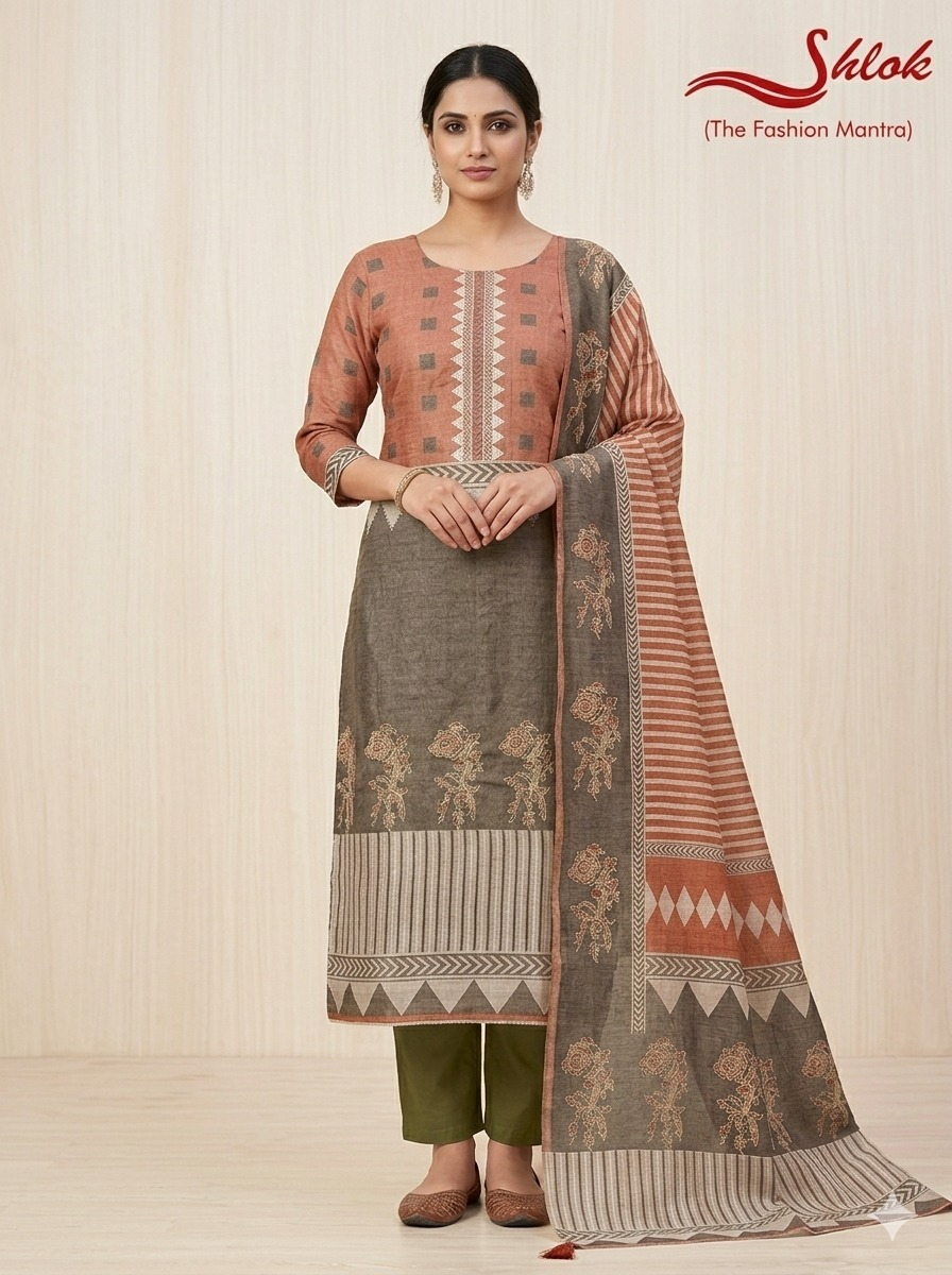 Premium Linen Silk Ari Embroidered Suit Set