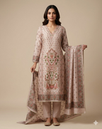 Premium Banarasi Silk French Knot Embroidered Suit Set