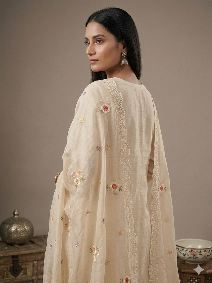 Premium Mal Chanderi Kashmiri Embroidered Suit Set